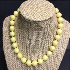 VTG Pop Bead Necklace Pale Yellow Shorter Choker Adjustable Retro